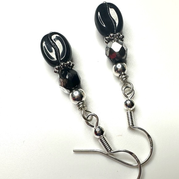 Handcrafted Czech Glass Coffee Bean Earrings - Picture 3 of 4